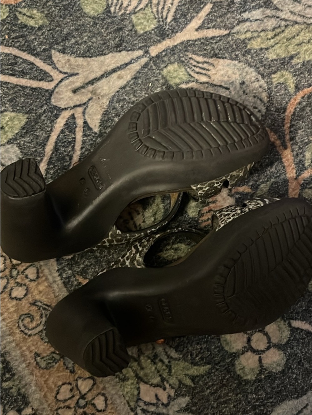 CROCS Brown and Cream Patterned Slide Sandals - Picture 4 of 6